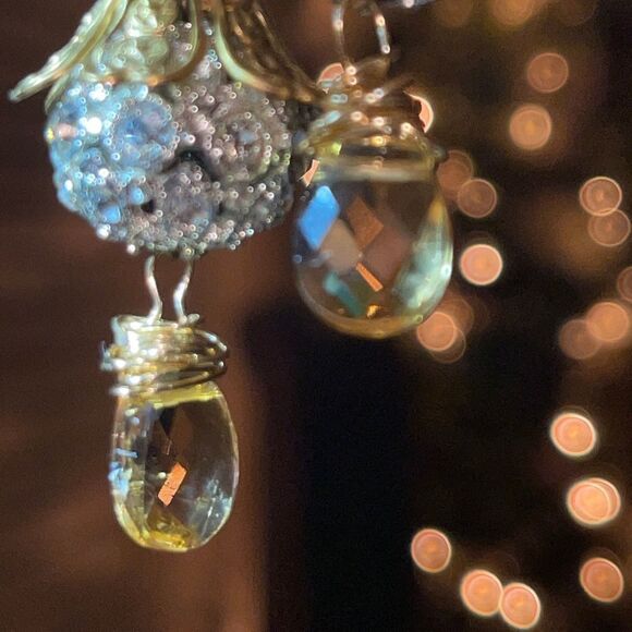 HANDCRAFTED Bright Large Crystal Bead & Citrine Handmade Earrings - Picture 3 of 8